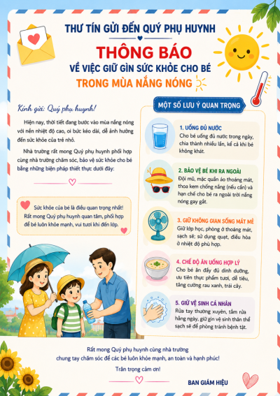 Tuyên truyền đến Phụ huynh giữ gìn sức khoẻ cho trẻ trong mùa nóng